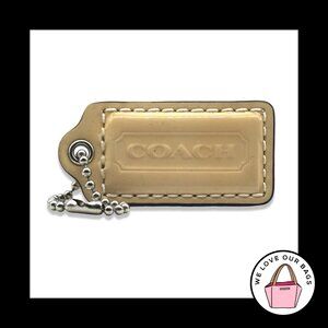 2" Medium COACH Yellow Patent Leather Nickel Key Fob Bag Charm Keychain Hang Tag